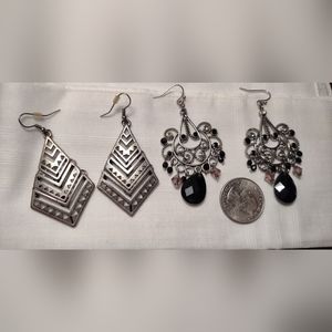 2 pairs!Fashion Chandelier & Dangle Silver Tone Earrings